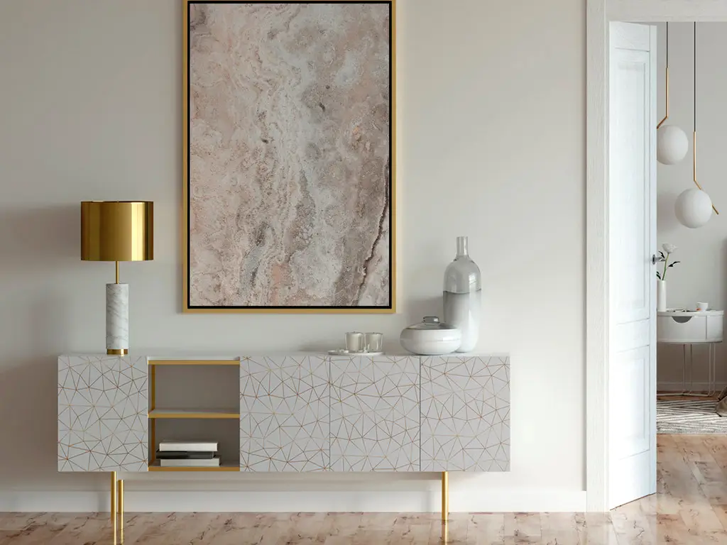 Autocolant mobilă decorativ Tico Gold, d-c-fix, gri cu linii bronz, rolă de 67x200 cm