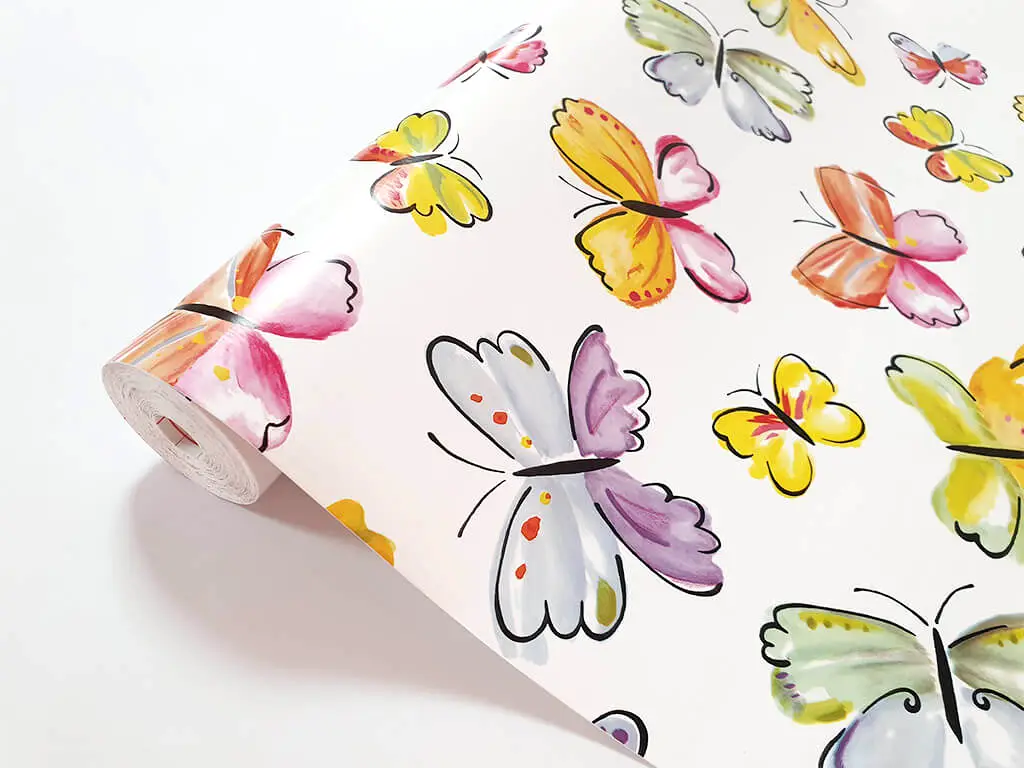 Autocolant decorativ Papillion, d-c-fix, fluturi colorați, rola de 45 cm x 4 metri