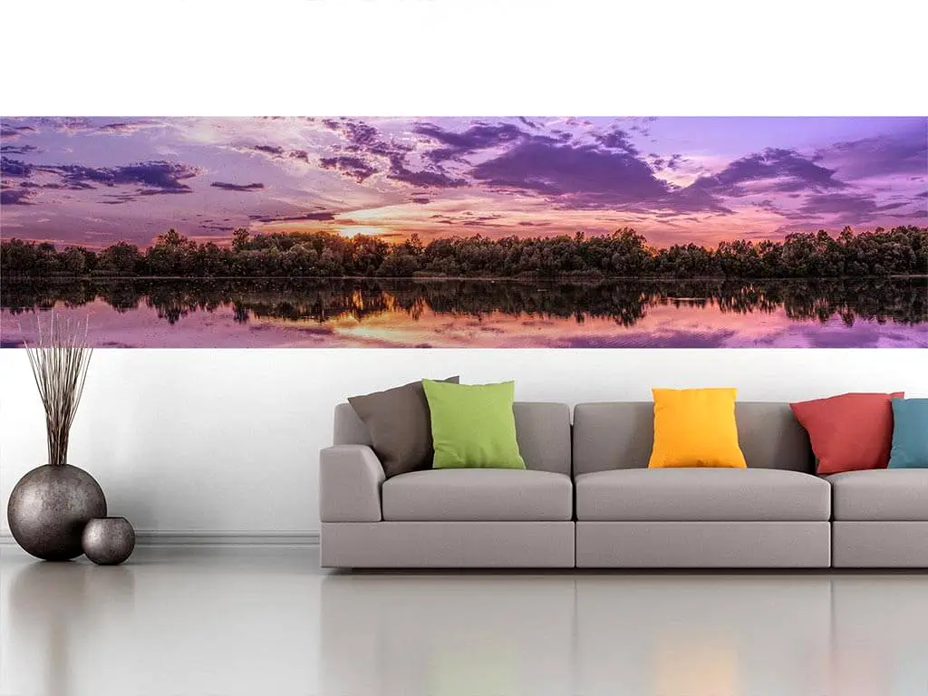 Autocolant decorativ, Folina, peisaj Apus de soare, 80x320 cm
