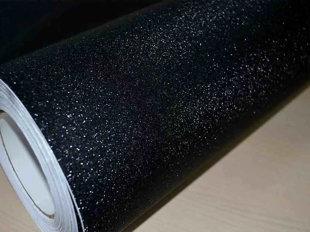 Autocolant negru cu sclipici Glitter Mat, Folina, rolă de 75x200 cm