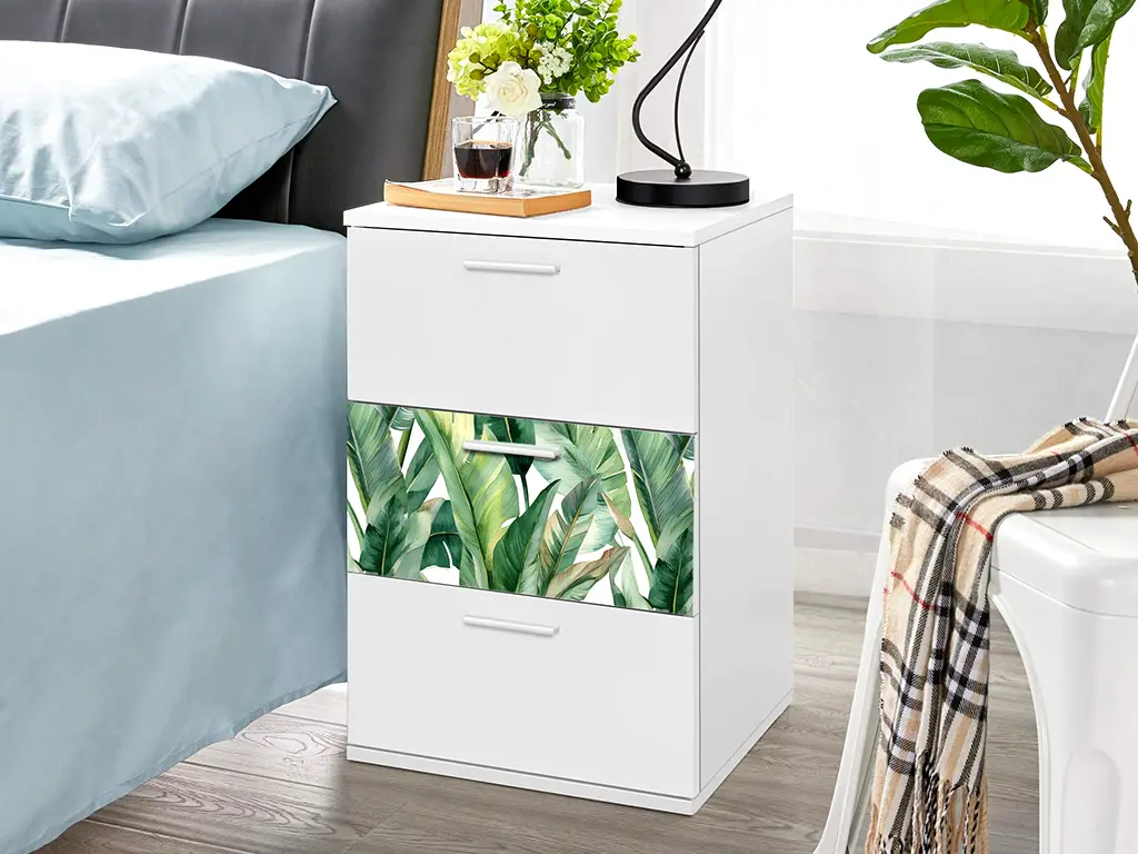 Autocolant pentru mobilă cu model frunze exotice, Folina, rolă de 50x200 cm