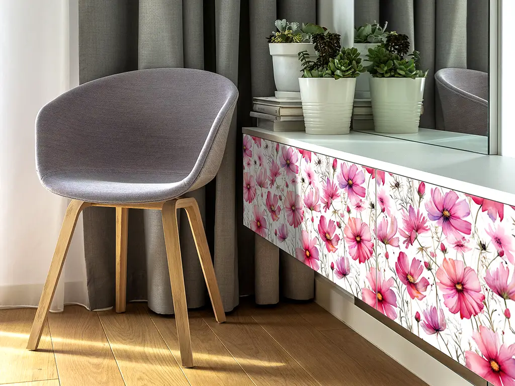 Autocolant pentru mobilă cu model maci de grădină, Folina, rolă de 50x200 cm