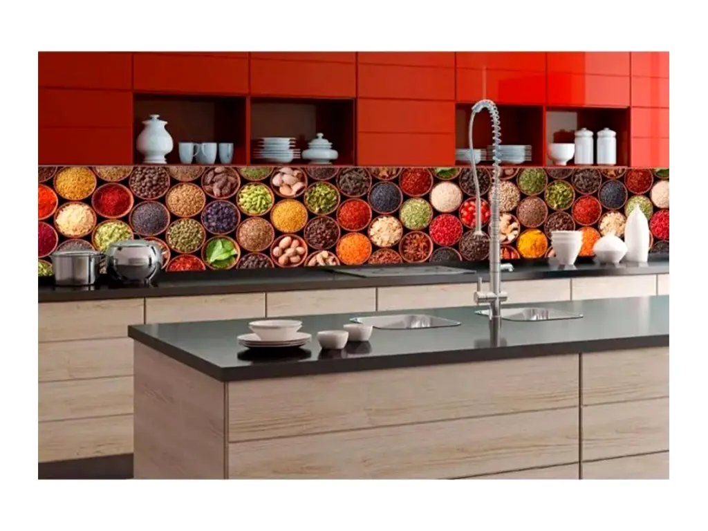 Autocolant perete bucătărie, Dimex, model condimente, multicolor, rezistent la apă şi căldură, rolă de 60x350 cm