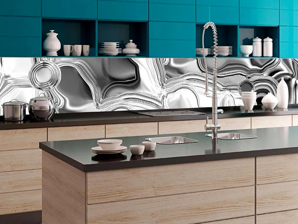 Autocolant perete backsplash, Dimex, imprimeu abstract gri, rezistent la apă şi căldură, rolă de 60x350 cm