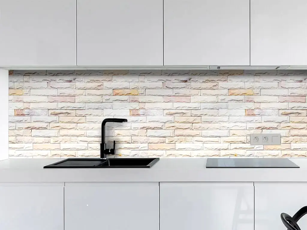 Autocolant perete cărămidă bej, Folina, decor contrablat bucătărie, rolă de 60 x 280 cm