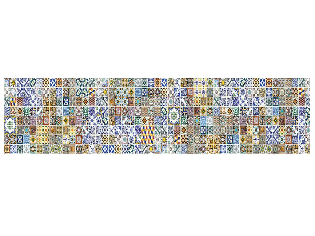 Autocolant perete backsplash, Dimex Portugal Tiles, faianţa decorativă multicoloră, rezistent la apă şi căldură, rolă de 60x350 cm