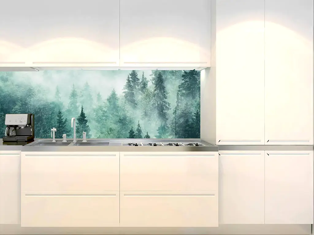 Autocolant perete bucătărie, Dimex Foggy Forest, verde, rezistent la apă şi căldură, rolă de 60x350 cm