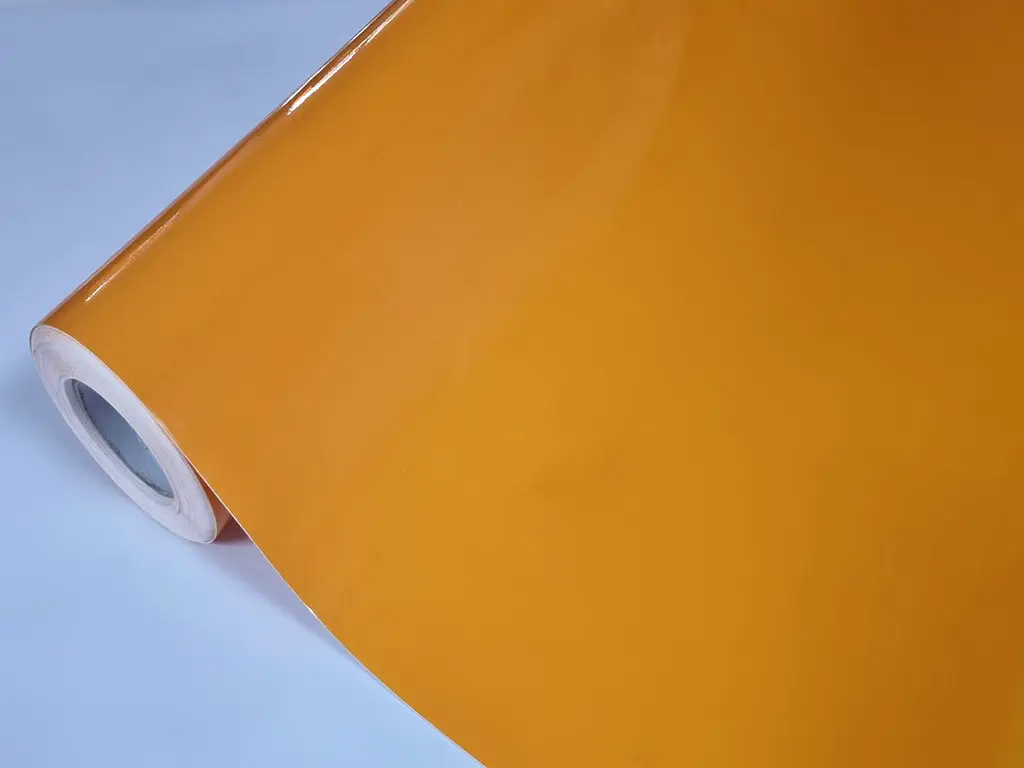 Autocolant mobilă portocaliu lucios, Kointec 3301, rolă de 100x250 cm, cu racletă din pâslă