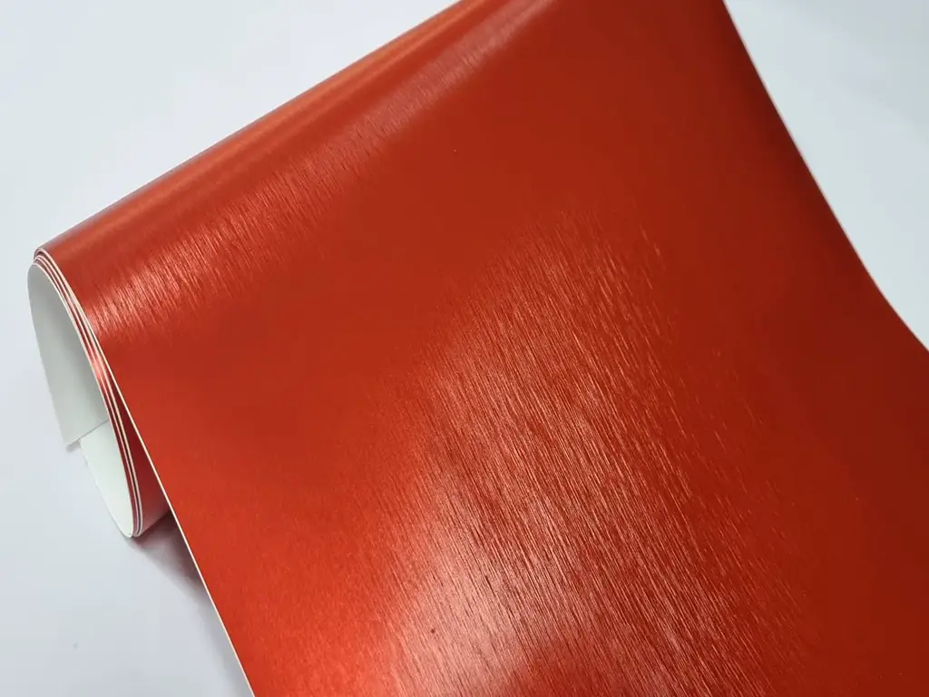 Autocolant roşu cărămiziu cu efect metalic mat brushed, pentru cutter plotter, rolă de 30x200 cm