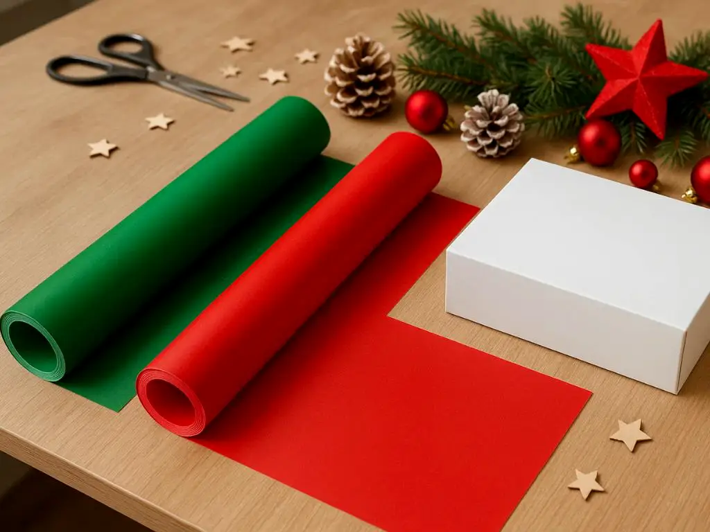 Set 2 role autocolant roșu si verde, 50x100 cm - Decor festiv Craciun și ambalare cadouri