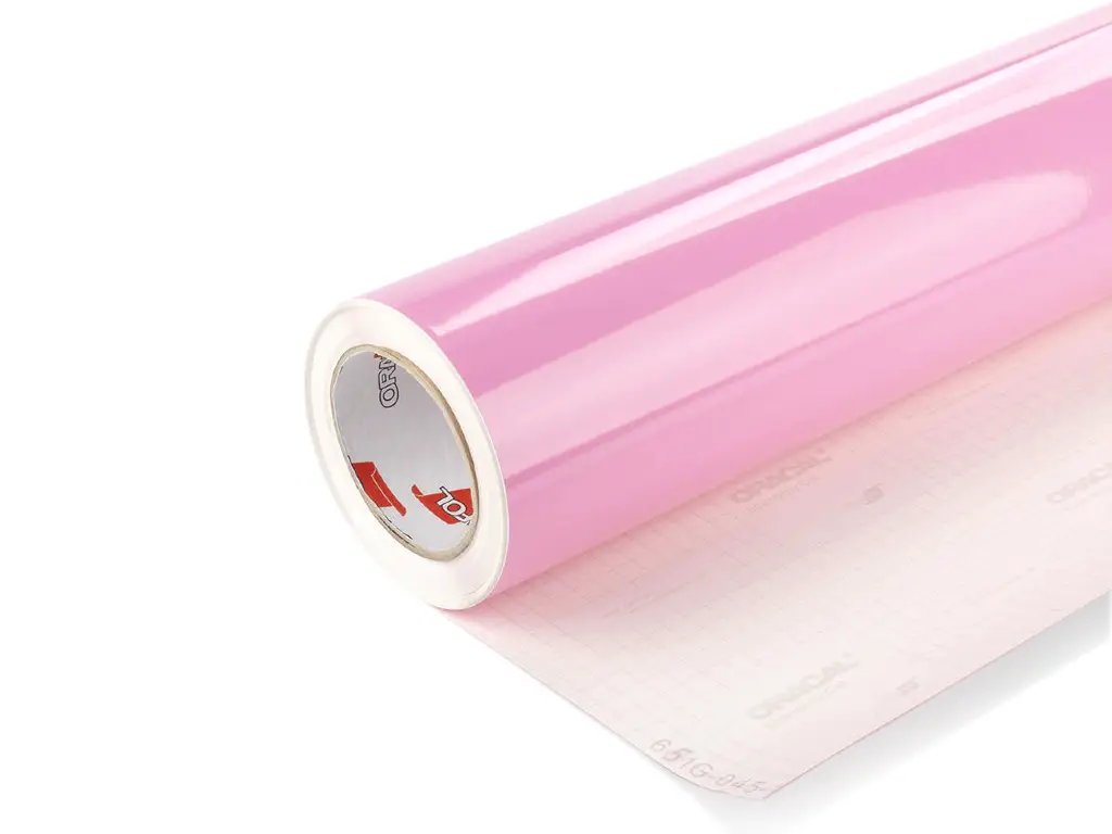 Autocolant Oracal 651G Intermediate Cal, aspect lucios, roz deschis, Soft Pink 045, lățime 126 cm