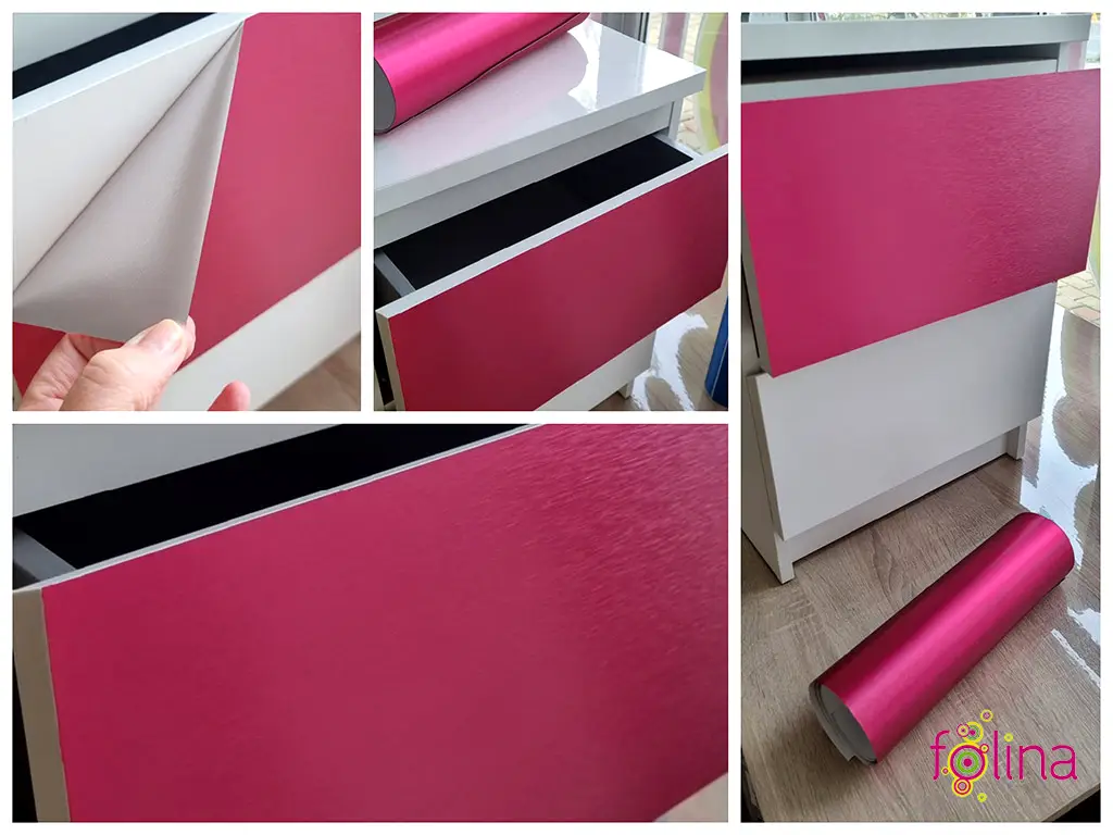 Autocolant roz magenta cu efect metalic mat brushed, pentru cutter plotter, rolă de 30x200 cm