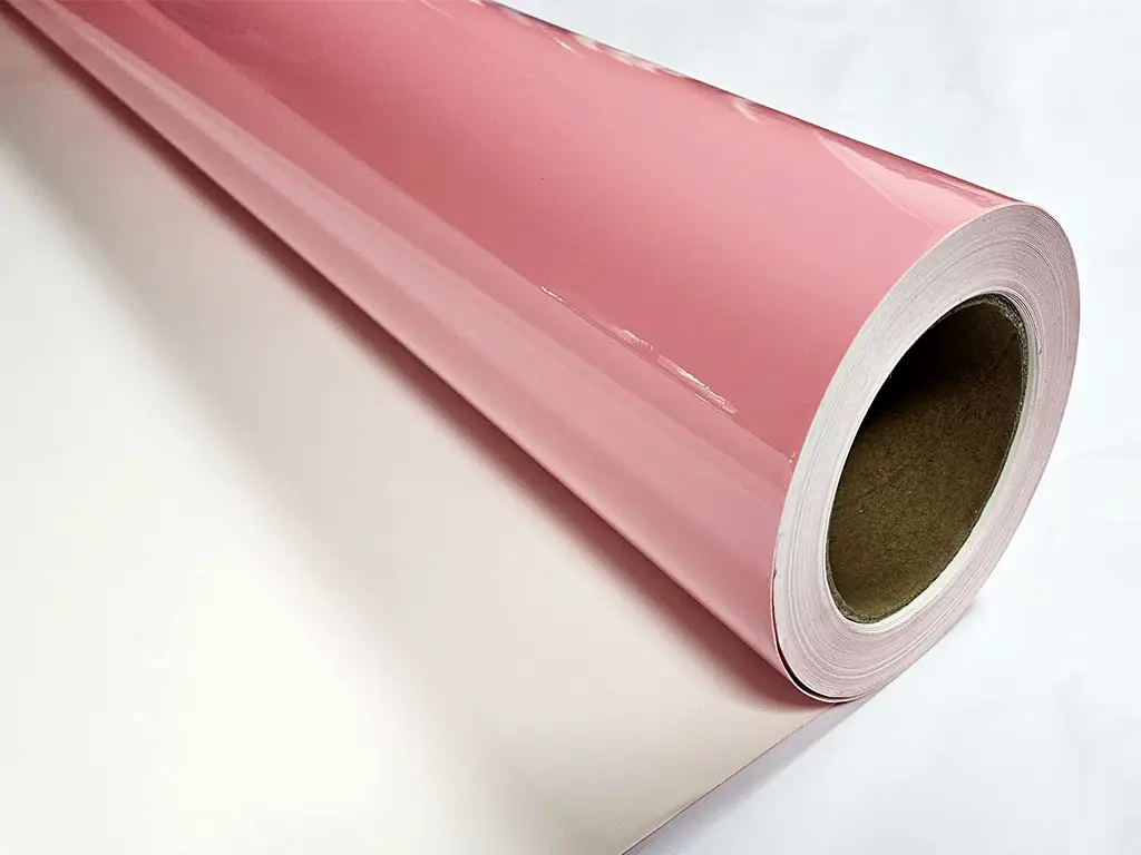 Autocolant roz lucios, Folina Crystal light powder, 152 cm lăţime