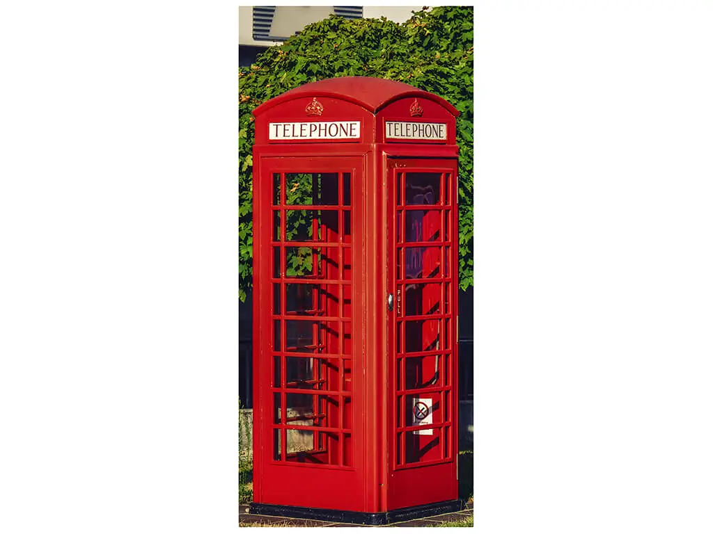 Autocolant uşă Cabină telefonică, Folina, culoare roşie, dimensiune autocolant 92x205 cm