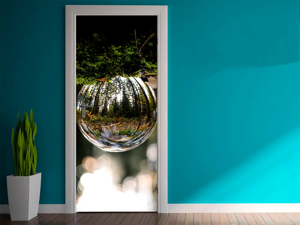 Autocolant uşă Roua, Folina, model multicolor, dimensiune autocolant 92x205 cm
