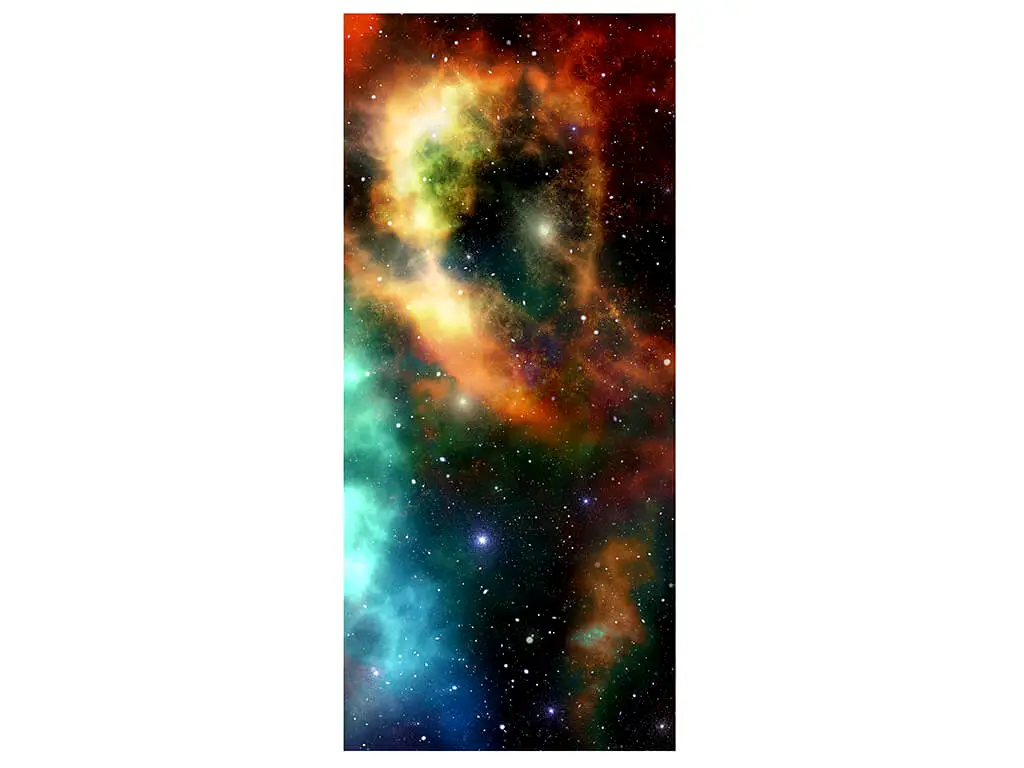 Autocolant uşă Univers, Folina, model multicolor, dimensiune autocolant 92x205 cm