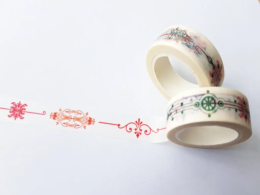 Bandă adezivă Washi Tape Decor, Folina, model colorat, rolă bandă adezivă 15 mmx10 m
