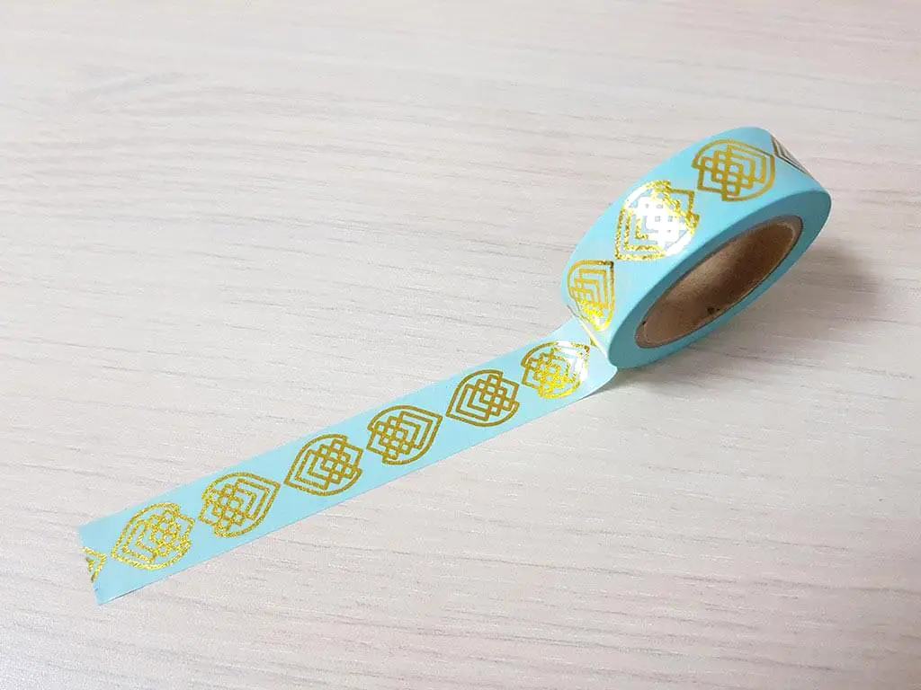 Bandă adezivă Washi Tape Aqua Gold Design