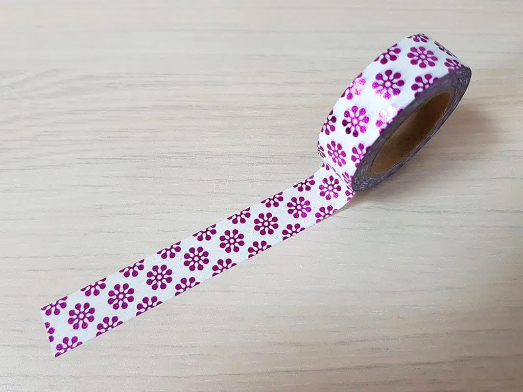 Bandă adezivă Washi Tape floricele mov