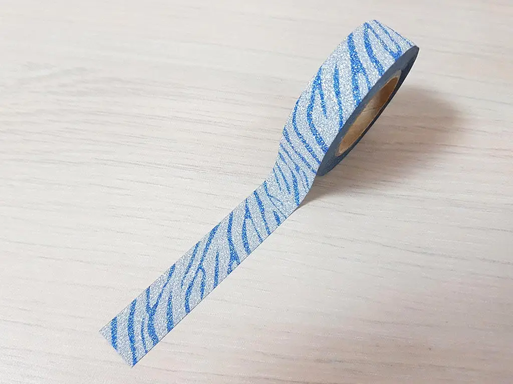 Bandă adezivă Washi Tape Glitter Waves, Folina, model cu sclipici, 15mmx5m