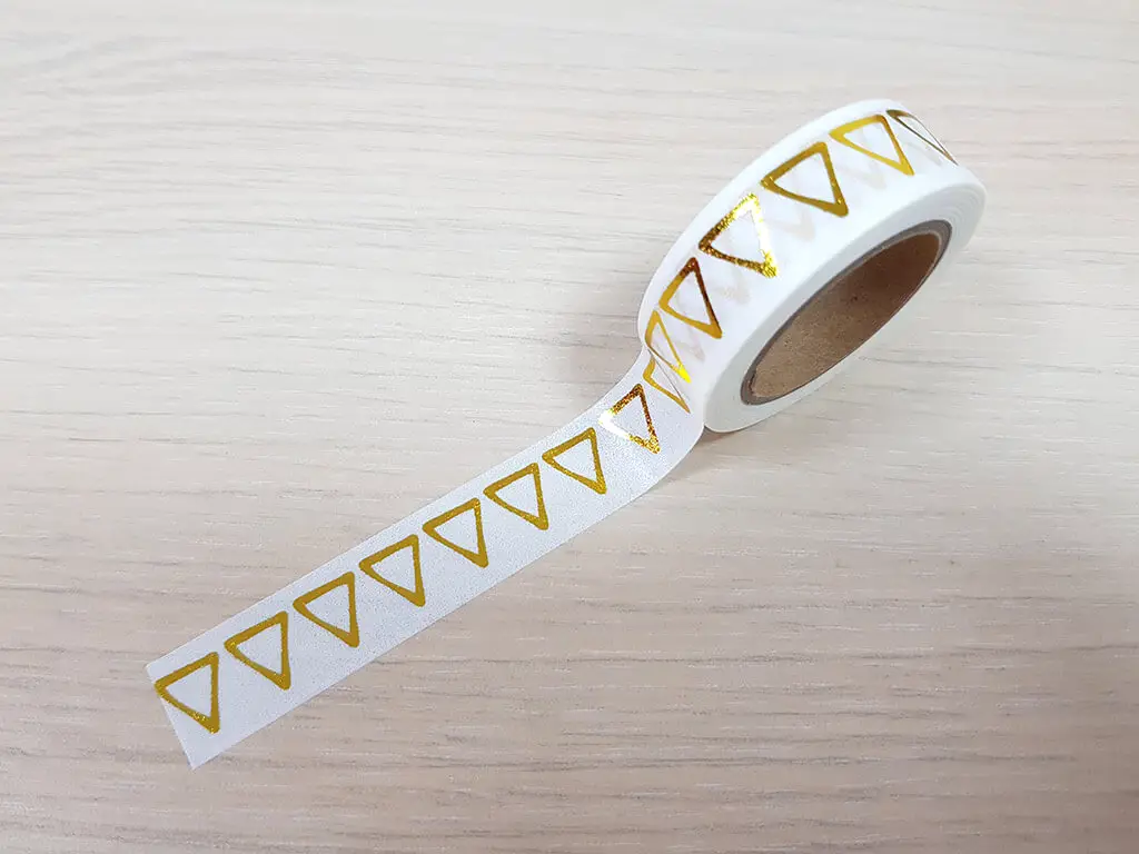 Bandă adezivă Washi Tape Goldie, model auriu, 15 mm x 10 metri