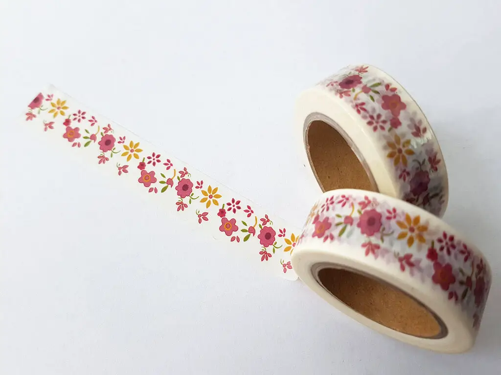 Bandă adezivă Washi Tape, Folina, model floral 4, rolă bandă adezivă 15 mmx10 m