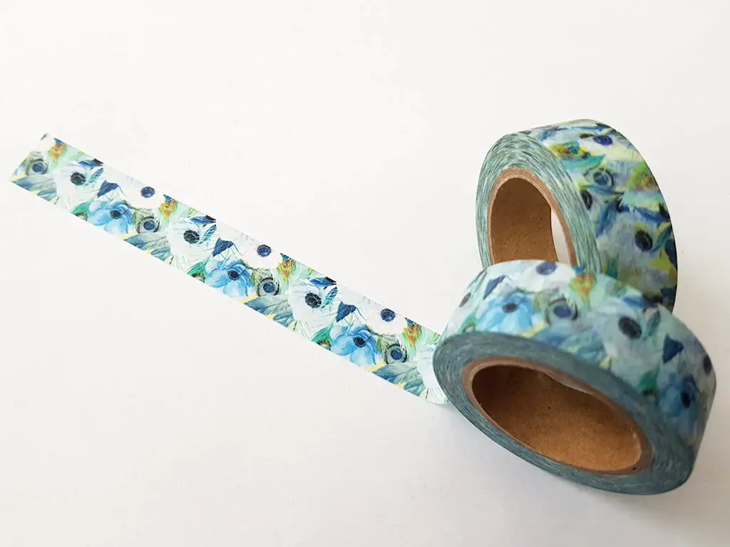 Bandă adezivă Washi Tape, Folina, model floral 8, rolă bandă adezivă 15 mmx10 m