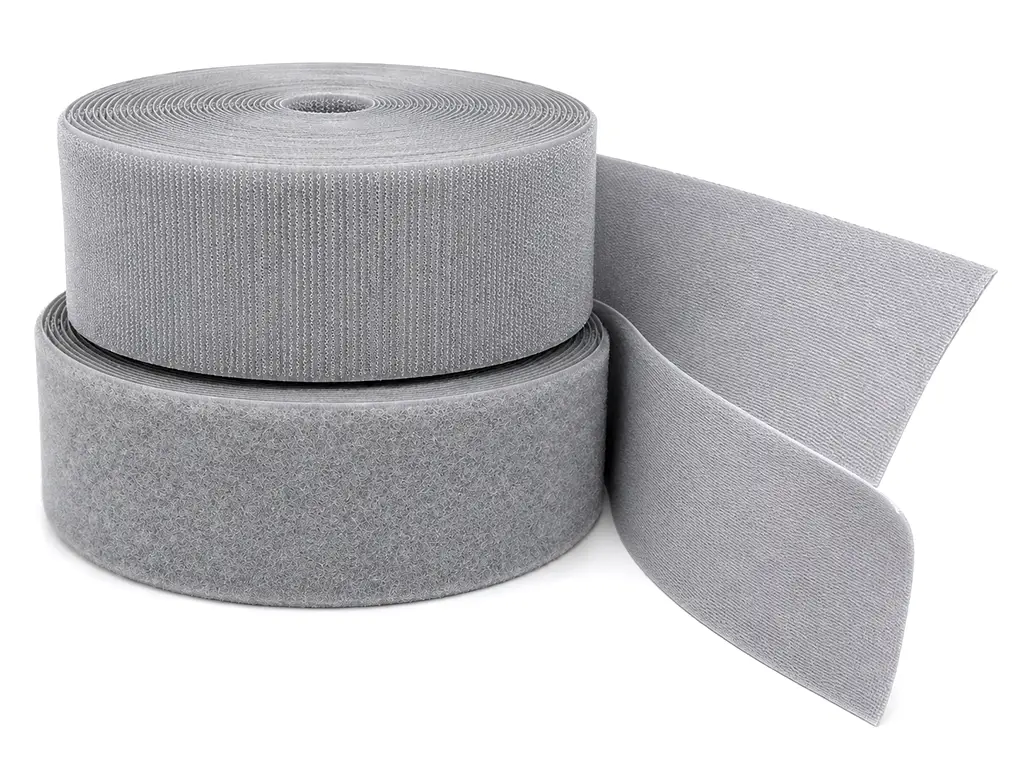 Set bandă arici, Velcro fără adeziv, benzi Hook and Loop, set bandă cu scai și puf ideală pentru cusut, role cu lățimea de 10cm - culoarea gri