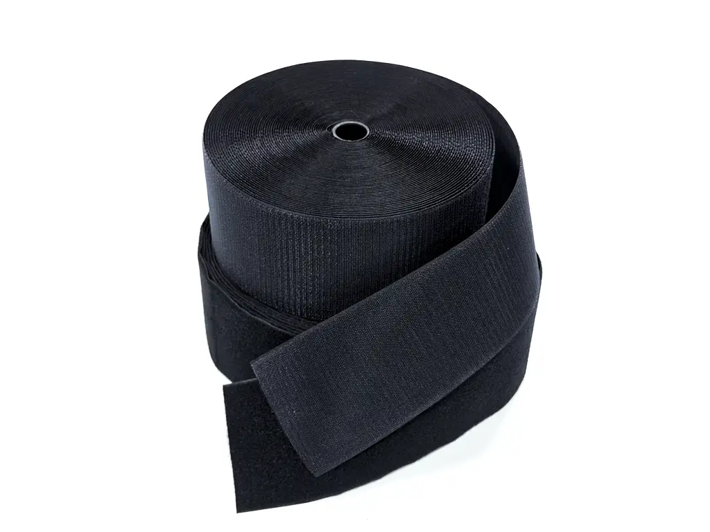 Bandă arici autoadezivă neagră, Hook & Loop cu adeziv, scai și puf, 11 cm lățime