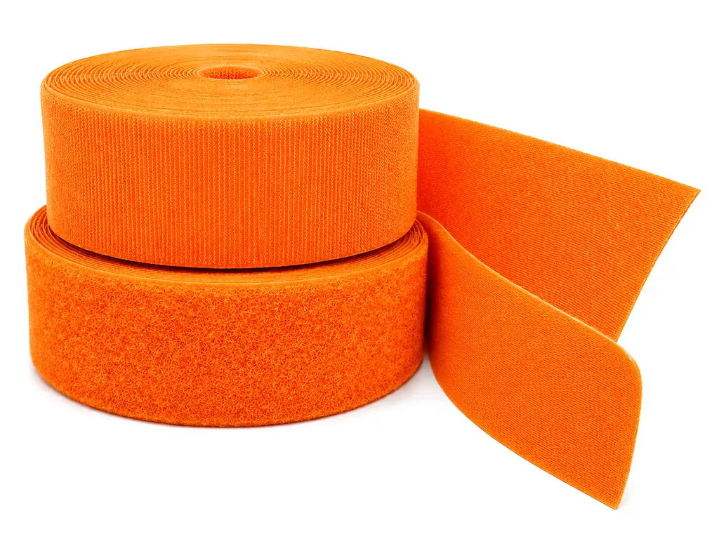 Set bandă arici, Velcro fără adeziv, benzi Hook and Loop, set bandă cu scai și puf ideală pentru cusut, role cu lățimea de 10cm - culoare portocaliu