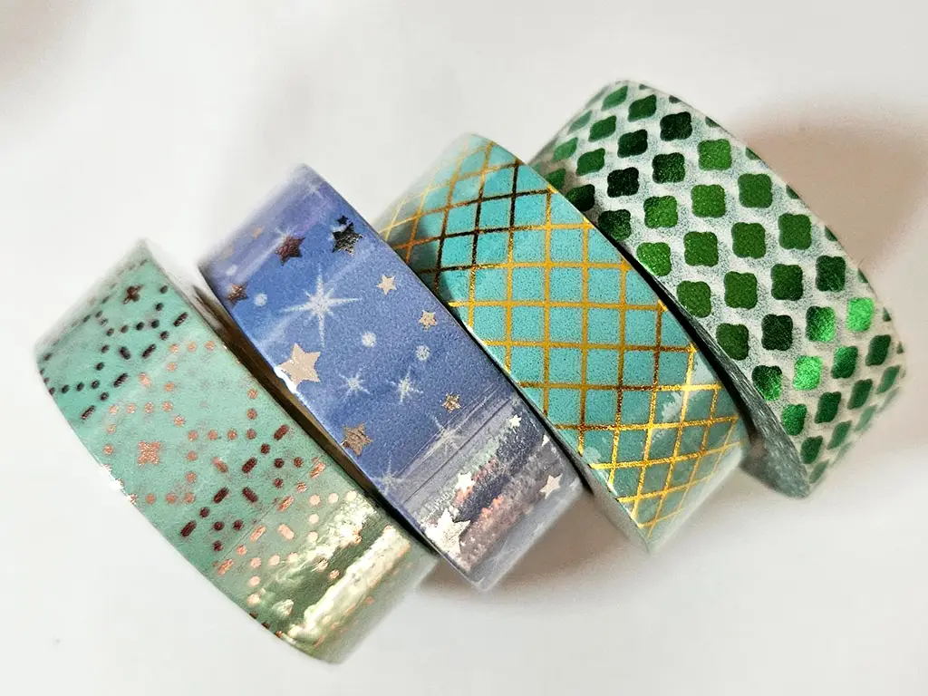 Set 4 role Washi Tape Aqua, benzi adezive decorative