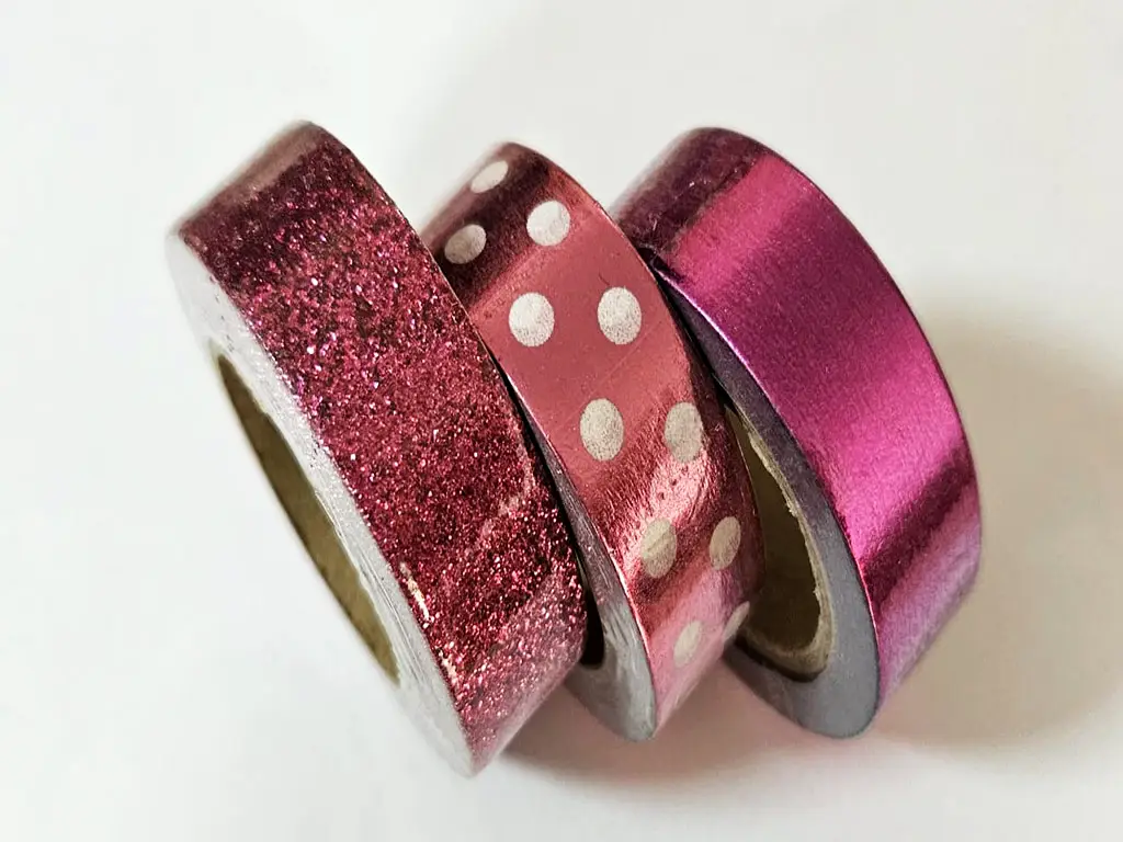 Set 3 role washi tape, benzi adezive decorative magenta metalic