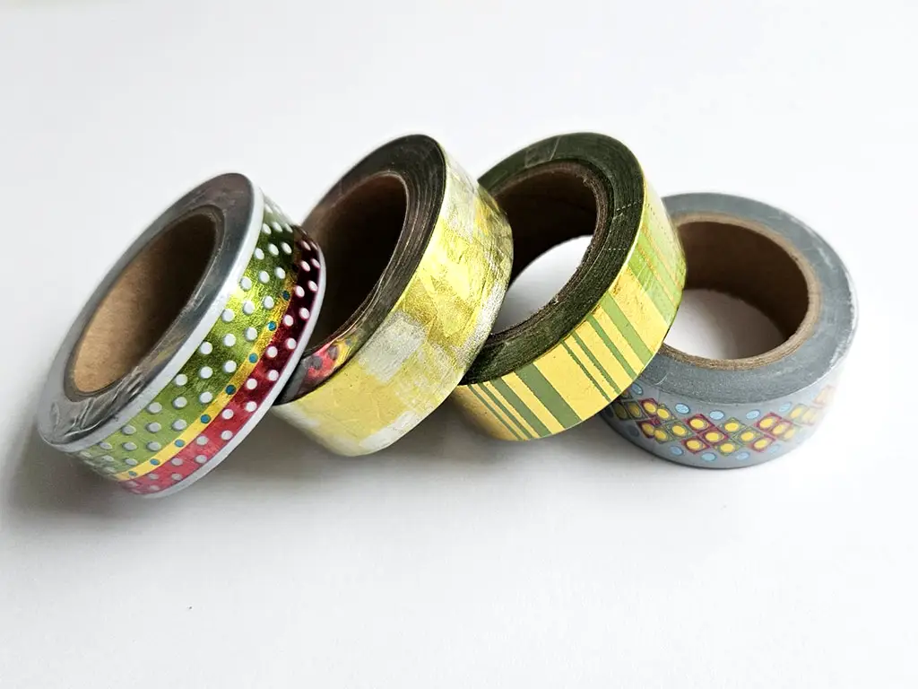Set 4 role washi tape, benzi adezive decorative, modele metalice