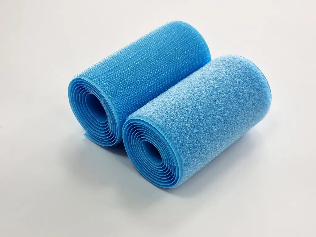Set bandă arici, Velcro cu adeziv, benzi Hook and Loop, set bandă cu scai și puf ideală pentru cusut, role cu lățimea de 10cm - culoarea bleu