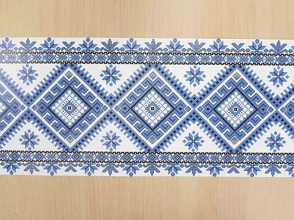 Set 10 Borduri decorative autoadezive, Folina 33, cu motive tradiţionale albastre, 18x100 cm