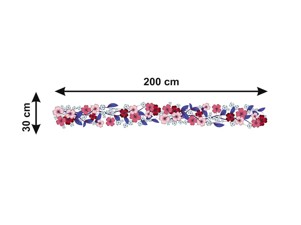 Bordură decorativă autoadezivă, Folina, model floral în nuanţe de roşu şi albastru, 30x200 cm