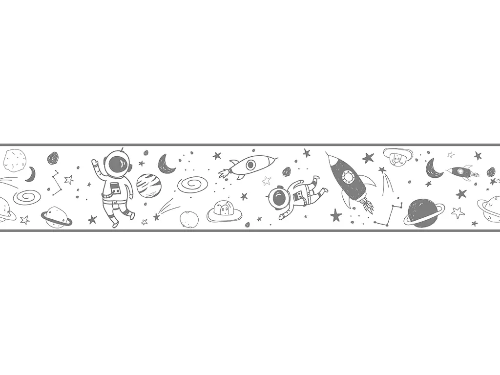 Bordură tapet cameră copii, Cosmos gri, Marburg Little Adventures, 17x500 cm