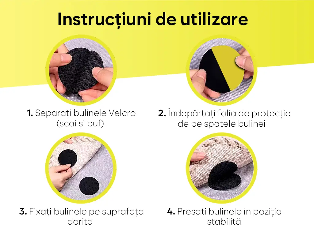 Buline din material tip Velcro (arici) cu bandă autoadezivă – diametru personalizabil- set de 30 de seturi