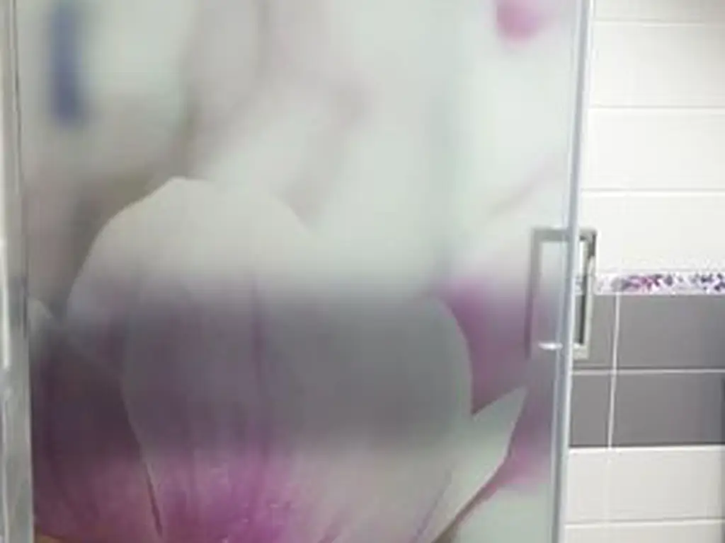 Folie cabină duş, Folina, model floral Magnolie, folie autoadezivă cu efect de sablare, rolă de 100x210 cm