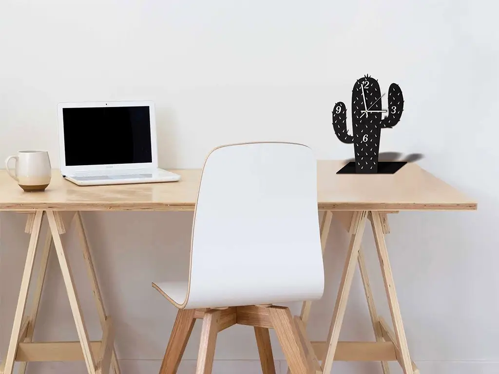 Ceas de birou decorativ Cactus negru