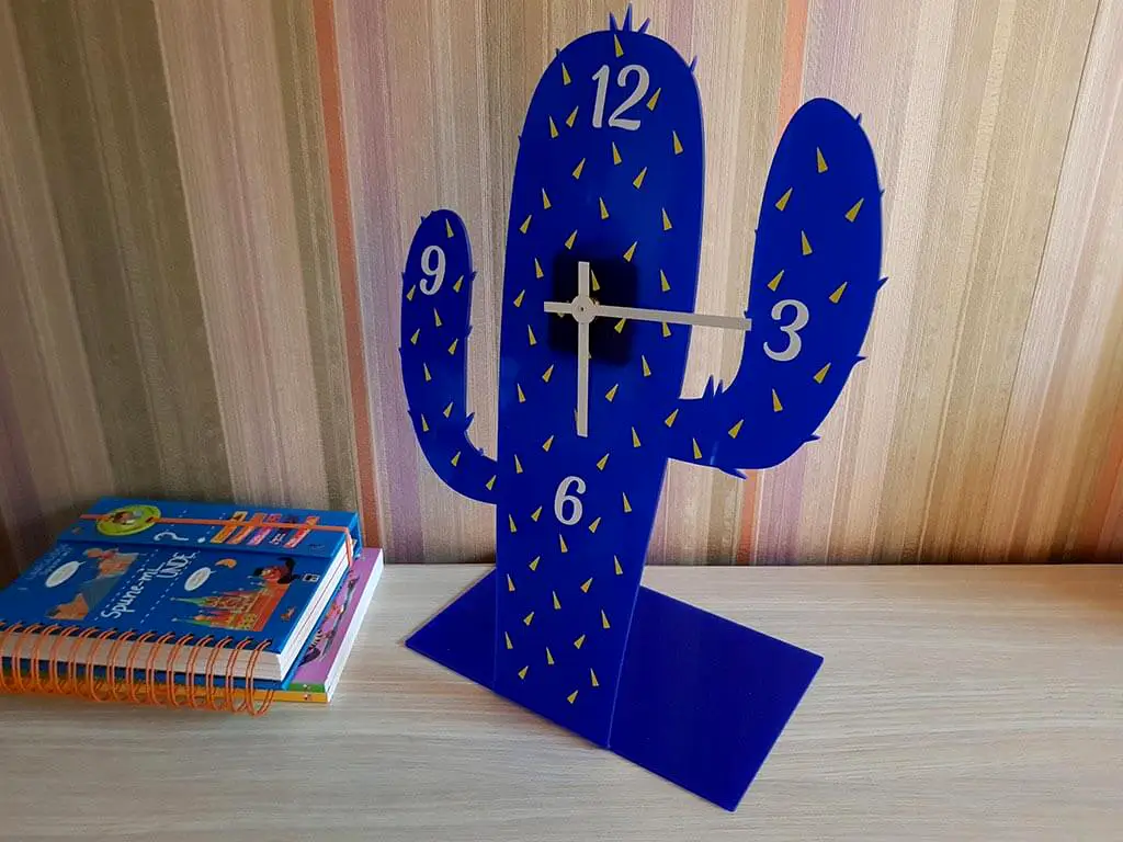 Ceas de birou decorativ Cactus albastru