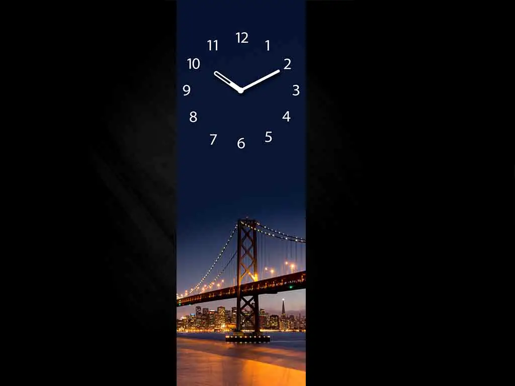 Ceas de perete San Francisco Nights, imprimeu cu podul Golden Gate, 20 x 60 cm
