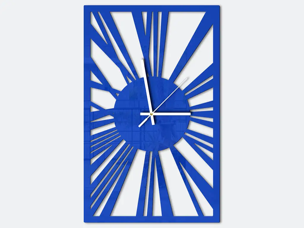Ceas decorativ Patrick, Folina, culoare albastră, dimensiune ceas 40x25 cm