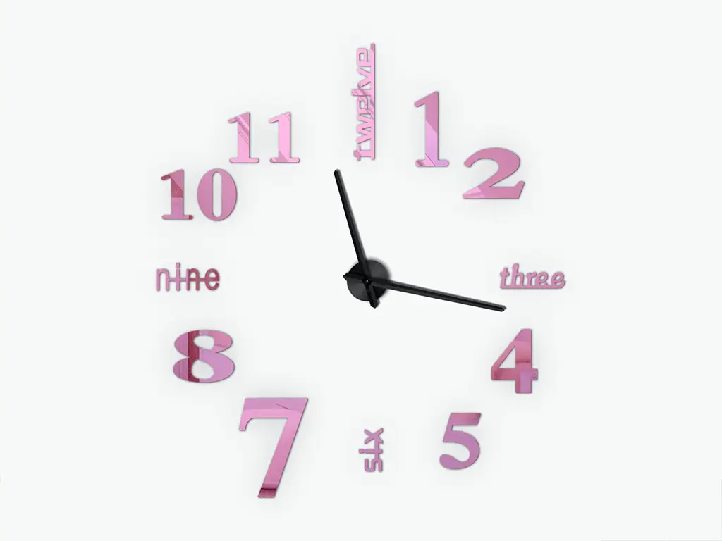 Ceas perete Dakota, Folina, decorațiune din oglindă acrilică roz, diametru ceas 120 cm