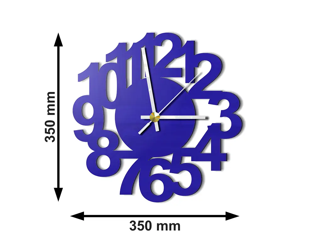 Ceas de perete Office, Folina, din plexiglass albastru lucios