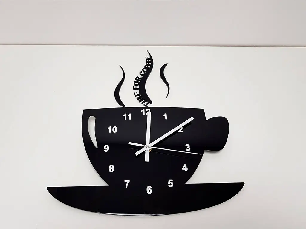 Ceas perete Ceașcă, Folina, pentru bucătărie, negru, 36 x 32 cm