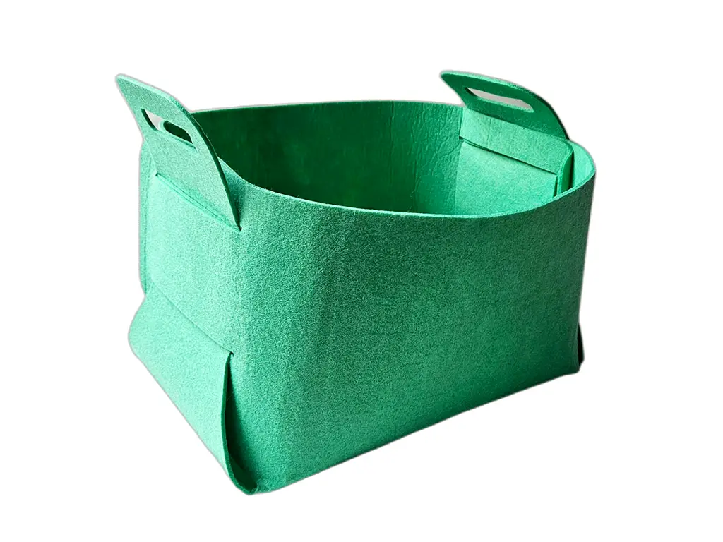 Coș depozitare și organizare din pâslă verde mentă, Folina, cu mânere, 38 x 23 x 24 cm