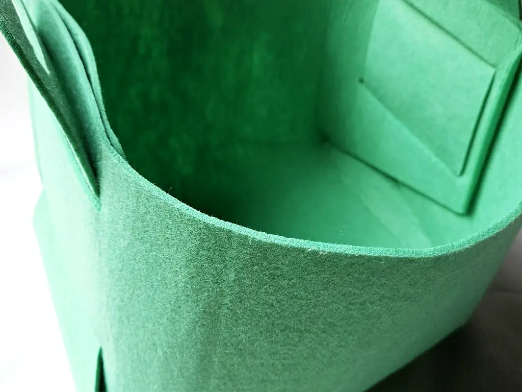 Coș depozitare și organizare din pâslă verde mentă, Folina, cu mânere, 38 x 23 x 24 cm