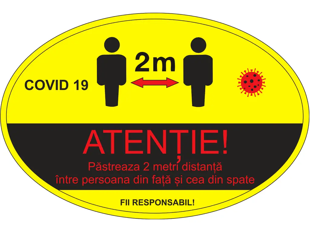 Stickere podea Recomandări Păstrează distanţa 7- set 3 bucăţi, 45x30cm
