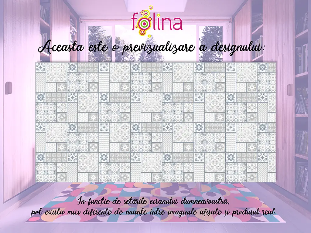 Covor din vinil Belinda, linoleum antiderapant cu model gri. rolă de 80x290 cm